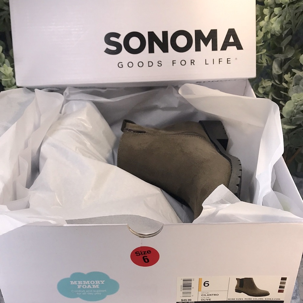 Sonoma Cilantro Olive Faux Suede 5”Tall Round Toe Ankle Zip Boots WMS 6M🌟NIB🌟 - Picture 9 of 10